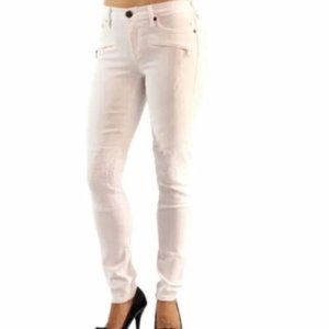 True Religion Halle Mid Rise Super Skinny 31 White Distressed Stretch like new